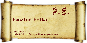 Heszler Erika névjegykártya